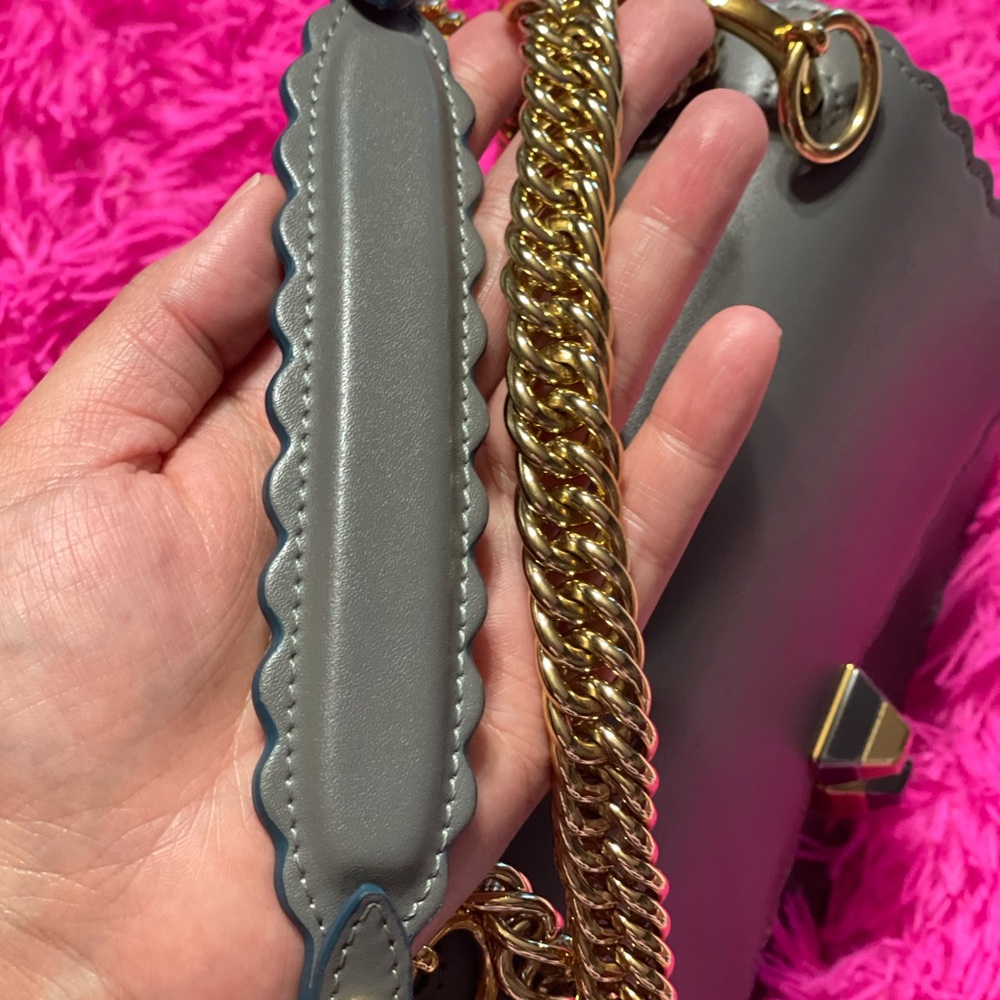 Authentic Fendi gray leather bag.